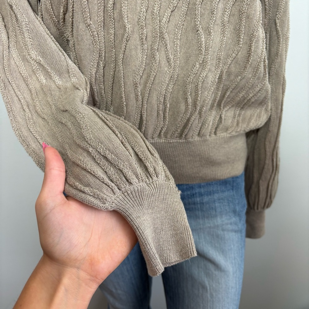 &merci textured tan crewneck sweater - Picture 3 of 5
